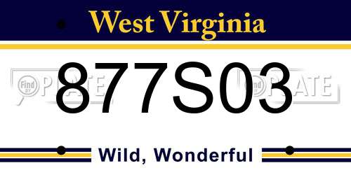 877S03 West Virginia License Plate