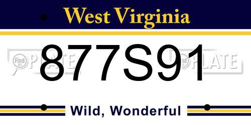 877S91 West Virginia License Plate