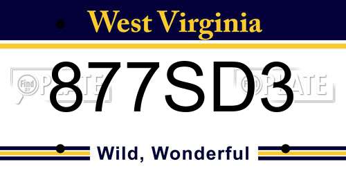 877SD3 West Virginia License Plate