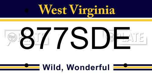 877SDE West Virginia License Plate