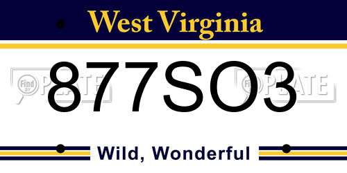 877SO3 West Virginia License Plate