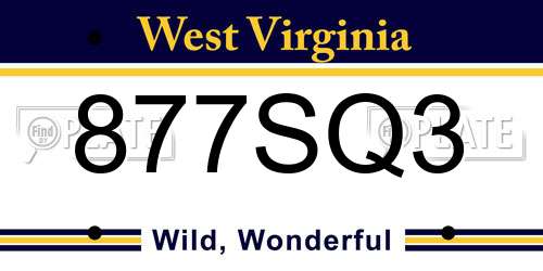 877SQ3 West Virginia License Plate