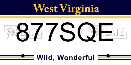 877SQE West Virginia License Plate