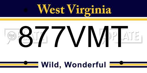 877VMT West Virginia License Plate