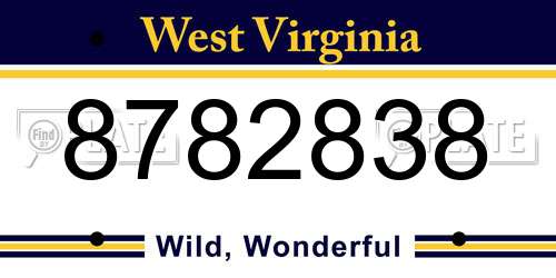 8782838 West Virginia License Plate