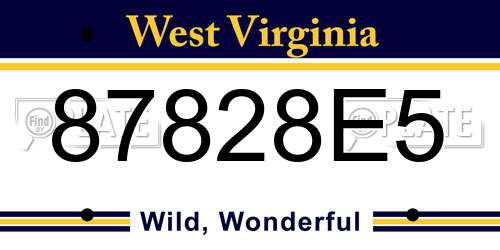 87828E5 West Virginia License Plate