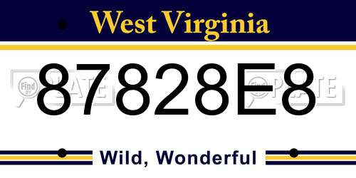 87828E8 West Virginia License Plate
