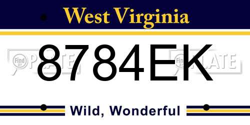 8784EK West Virginia License Plate