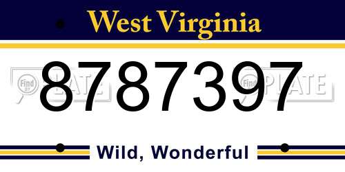 8787397 West Virginia License Plate