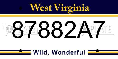 87882A7 West Virginia License Plate