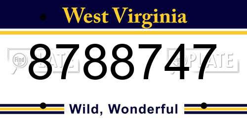 8788747 West Virginia License Plate
