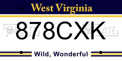 878CXK West Virginia License Plate