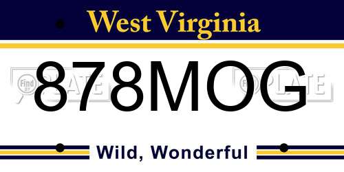 878MOG West Virginia License Plate