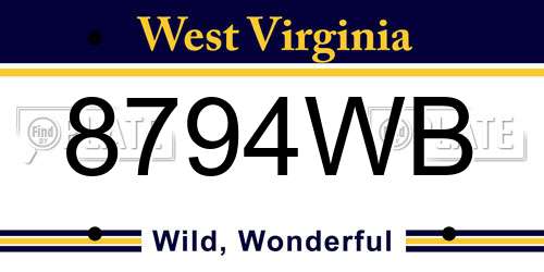 8794WB West Virginia License Plate