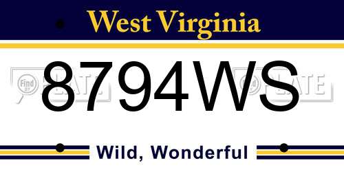 8794WS West Virginia License Plate
