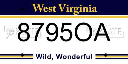 8795OA West Virginia License Plate