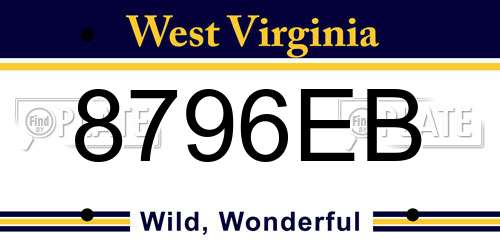 8796EB West Virginia License Plate