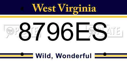 8796ES West Virginia License Plate