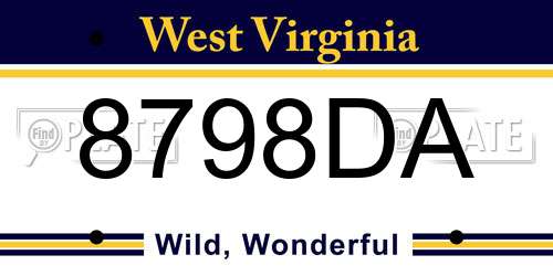 8798DA West Virginia License Plate