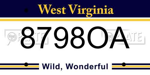 8798OA West Virginia License Plate