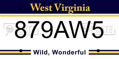 879AW5 West Virginia License Plate