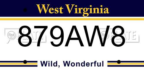 879AW8 West Virginia License Plate