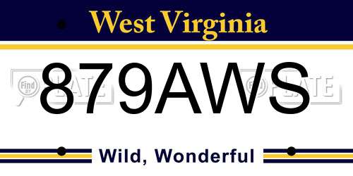 879AWS West Virginia License Plate