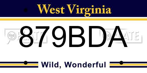 879BDA West Virginia License Plate