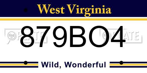 879BO4 West Virginia License Plate