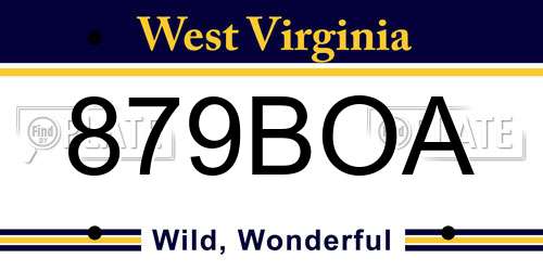 879BOA West Virginia License Plate