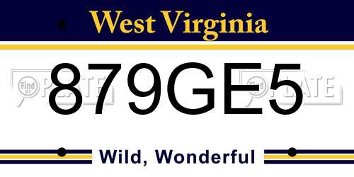 879GE5 West Virginia License Plate