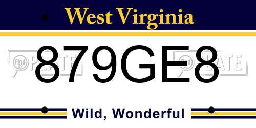 879GE8 West Virginia License Plate