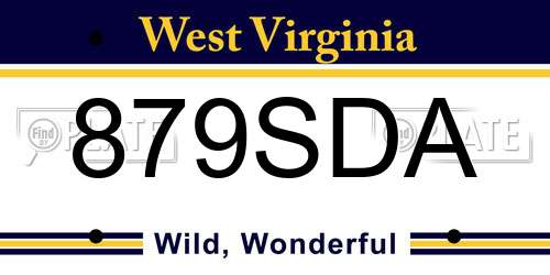879SDA West Virginia License Plate