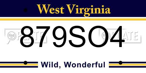879SO4 West Virginia License Plate