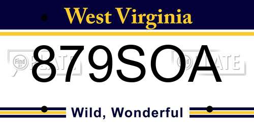 879SOA West Virginia License Plate