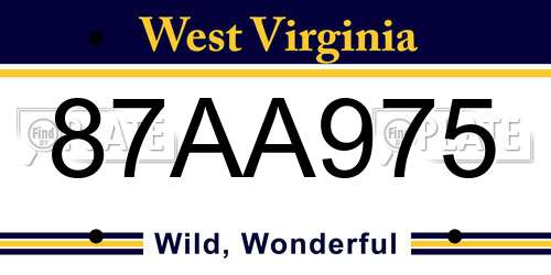 87AA975 West Virginia License Plate