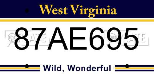 87AE695 West Virginia License Plate