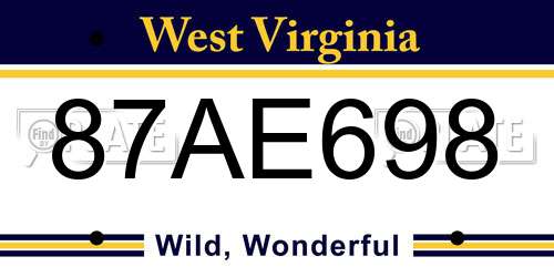 87AE698 West Virginia License Plate