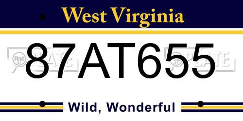 87AT655 West Virginia License Plate