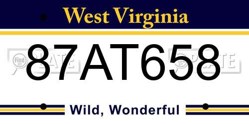 87AT658 West Virginia License Plate