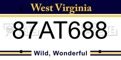87AT688 West Virginia License Plate