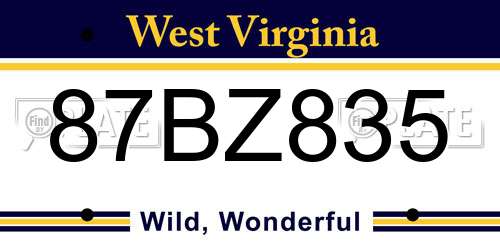 87BZ835 West Virginia License Plate