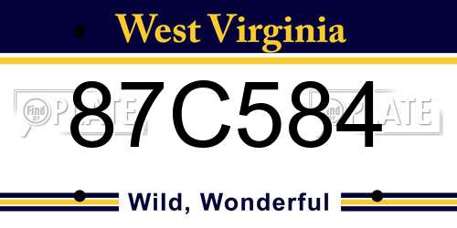 87C584 West Virginia License Plate
