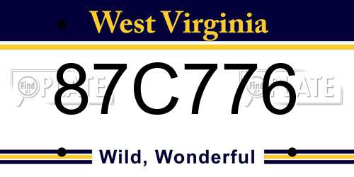 87C776 West Virginia License Plate