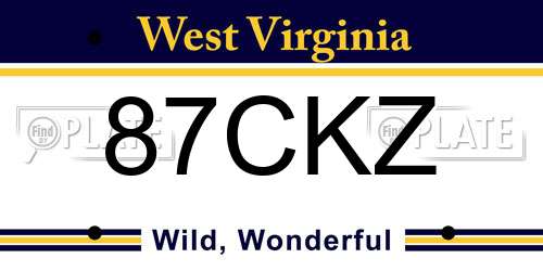 87CKZ West Virginia License Plate