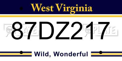 87DZ217 West Virginia License Plate