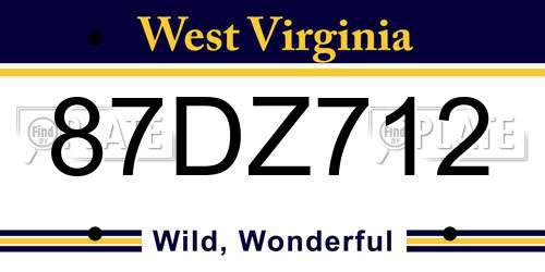 87DZ712 West Virginia License Plate