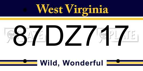 87DZ717 West Virginia License Plate