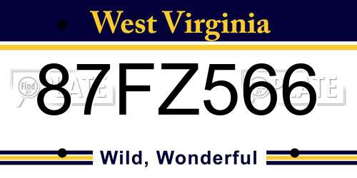 87FZ566 West Virginia License Plate
