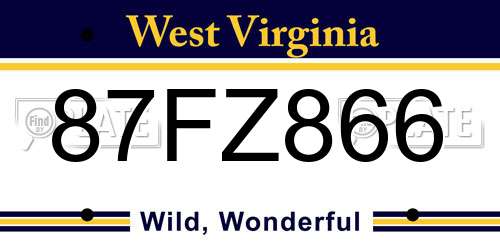 87FZ866 West Virginia License Plate